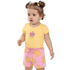 Conjunto Bebê Menina Glitter Florzinha Elian Amarelo