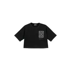Blusa Feminina Estampa Com Franja Marialícia Preto