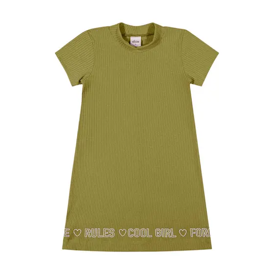 Vestido Infantil Menina Malha Canelada Elian Verde