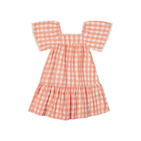 Vestido Infantil Menina Xadrez Colorittá Laranja
