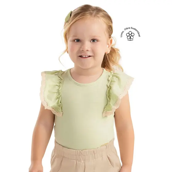Blusa Infantil Menina Malha Linho Colorittá Verde