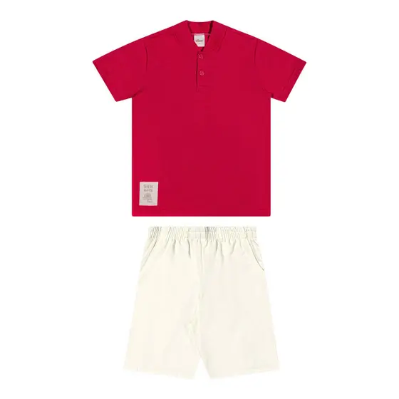 Conjunto Infantil Menino Gola Banana Elian Vermelho