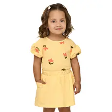 Conjunto Infantil Menina Manga Balonê Elian Amarelo