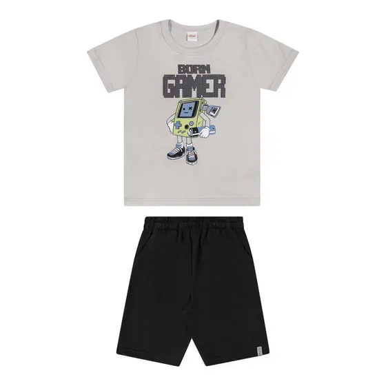Conjunto Infantil Menino Gamer Elian Cinza