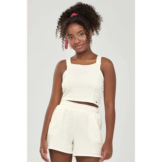 Conjunto Juvenil Menina Texturizado Beats Bege