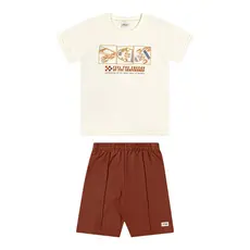 Conjunto Infantil Menino Texturizado Skate Elian Bege
