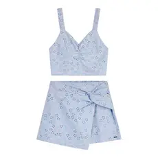 Conjunto Juvenil Menina Devorê Floral Beats Azul