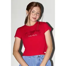 Blusa Juvenil Menina Cotton Laços Beats Vermelho