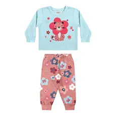 Conjunto Longo Bebê Menina Moletom Elian Azul