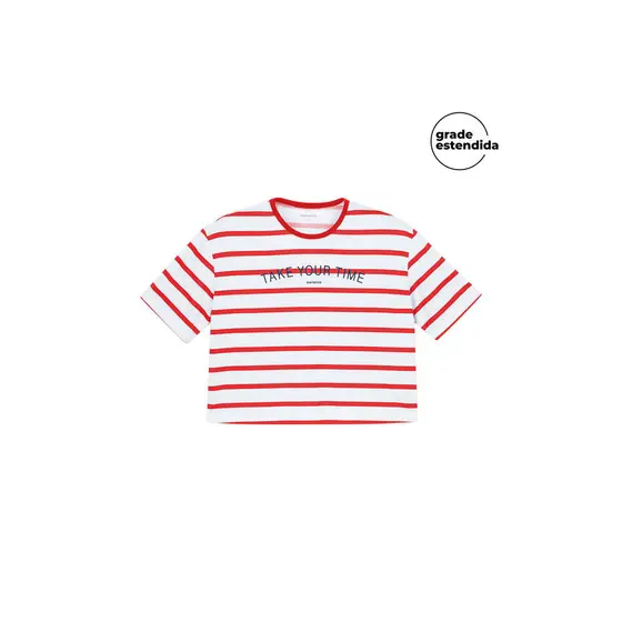 T-Shirt Feminina Listrada Intermediária Marialícia Vermelho