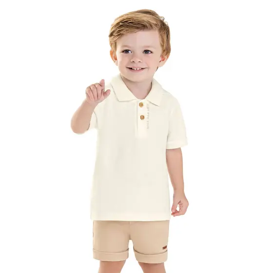Bermuda Infantil Menino Barra Italiana Colorittá Bege