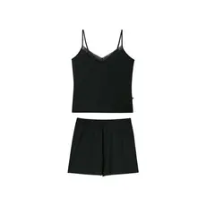 Pijama Curto Feminino Viscose Renda Marialícia Preto