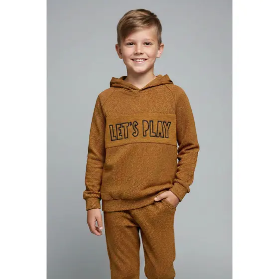 Blusão Infantil Menino Texturizado Com Capuz Elian Marrom