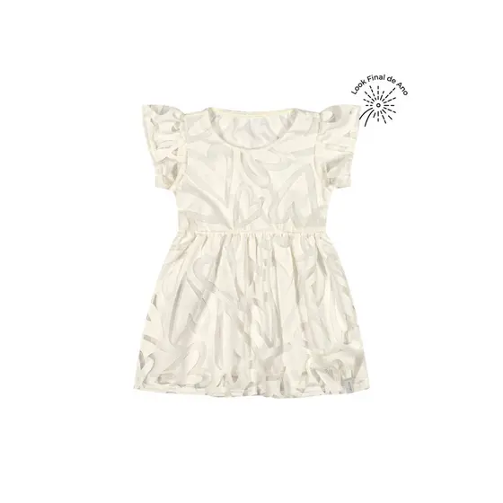 Vestido Bebê Menina Tule Corações Elian Bege