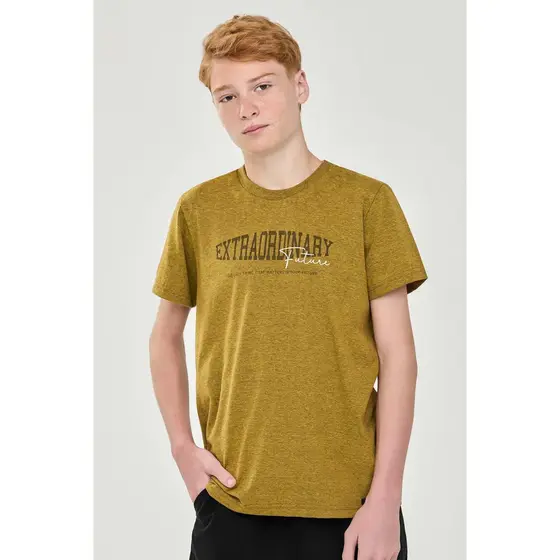 Camiseta Juvenil Menino Malha Mescla Beats Amarelo