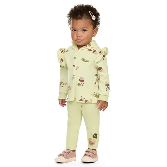 Conjunto Bebê Menina Brilho Com Capuz Elian Verde