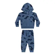 Conjunto Infantil Menino Dinos Com Capuz Elian Azul