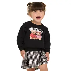 Conjunto Infantil Menina Xadrez Ursinhos Elian Preto