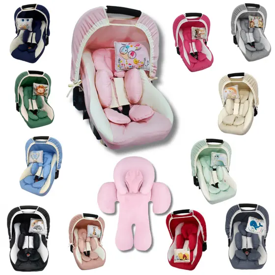 Kit 6 Peças - Capa de Bebê Conforto, Capota, Protetores de Cinto e Redutor e Almofadinha