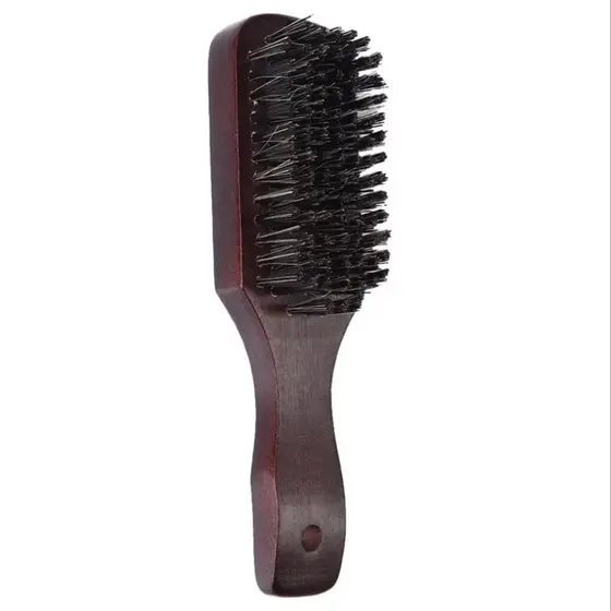Escovinha Degrade Madeira P/ Barba e Bigode Cerdas Naturais