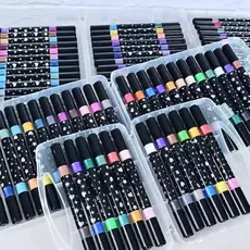Marcador Metálico Canetinha Glitter Ponta Dupla Desenhos-SLX