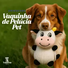 Brinquedo Mordedor Pet Pelúcia Para Cães e Gatos Com Apito de Vaquinha