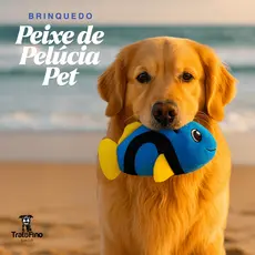 Brinquedo Pet Mordedor Peixe Azul Dori Pelúcia Para Cães e Gatos Com Apito Anti Stress