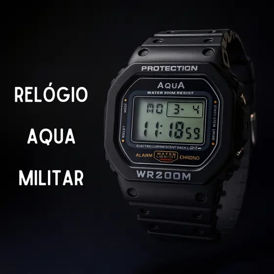 Relógio Masculino Esportivo Digital AquA Militar