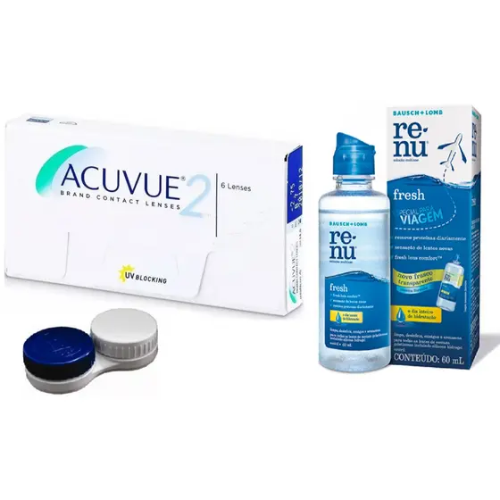 Lente De Contato Acuvue 2 + Renu 60ml + Estojo / Johnson Incolor Com Grau