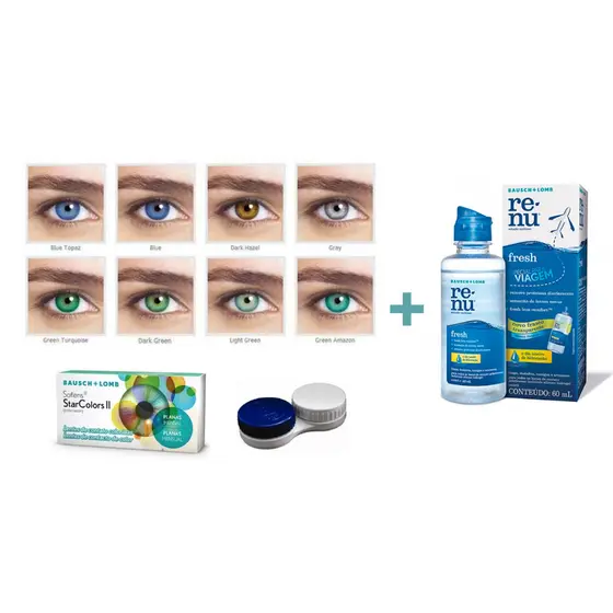 Lente De Contato Star Colors com Estojo e RENU60ML