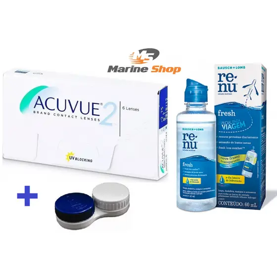 Lente de Contato Acuvue 2 + Estojo + Renu 60 ML