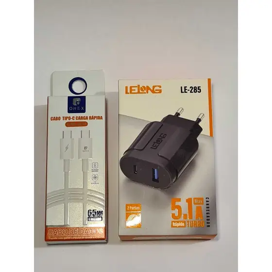 Kit Max Turbo Carga Rápida (Carregador 5,1 A e Cabo Tipo C)
