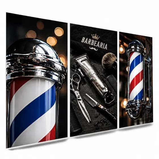 Kit Quadros Barbearia Profissional Barber Shop Decoração Masculina