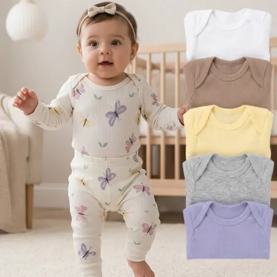 Body Manga Longa Calça Bebê Conjunto Menina Menino Roupa de Frio Quentinha Enxoval Macacão