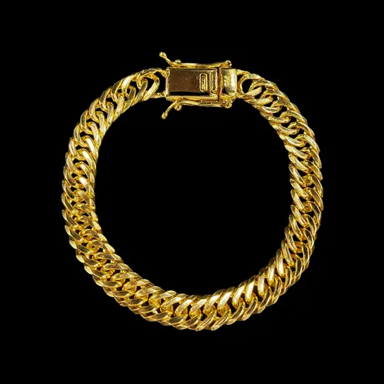 Pulseira Grummet 10mm Grossa Com Fecho Duplo 750 Masculino Banhada a Ouro 18k