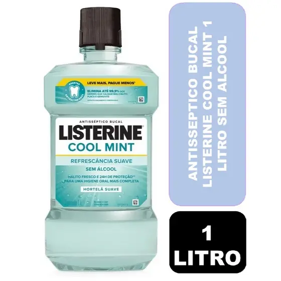 Antisséptico Bucal Listerine COOL MINT Sem Álcool - 1 Litro