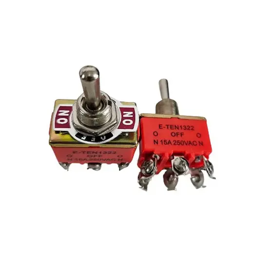Chave KN-1322 Alavanca 6 Terminais LIGA/DESLIGA/LIGA 15A 250V