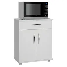 Balcão Base Microondas Fruteira Utensílios Cozinha Recepção Cor Branco