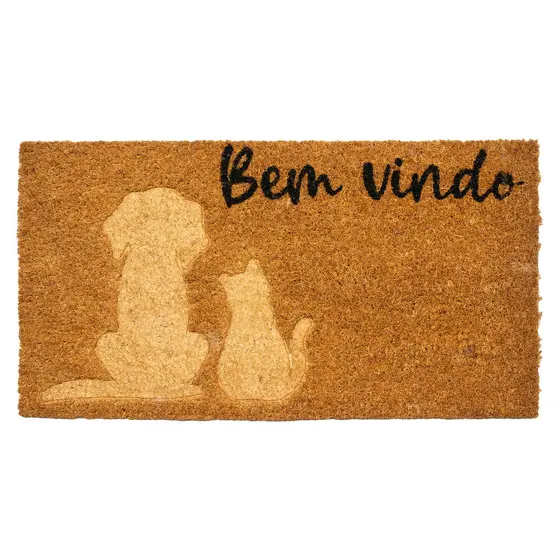 Tapete Entrada Fibra Coco Cão Gato Capacho 33x60cm Marrom Edantex