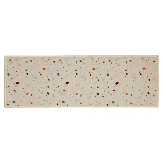 Tapete Passadeira Clean Confetes Bege 40x120cm Poliamida Antiderrapante Decorativa Cozinha Edantex