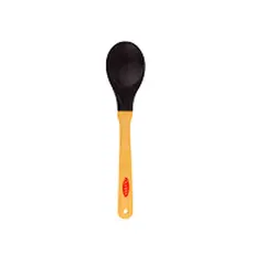 Colher Silicone Cabo  Bambu 27cm Preta Utensílio Cozinha Alumínio Oliveira