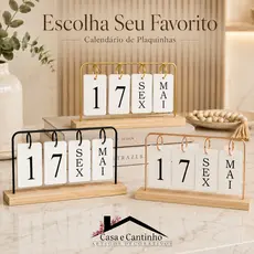 Calendário de Mesa Decorativo com Plaquinhas Preto Rose Dourado Permanente Escritório
