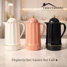 Garrafa Térmica Decorativa 1L Luxo | Café Chá Revestida com Design Elegante para Mesa Posta