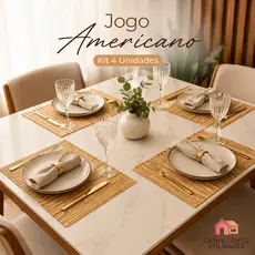 Kit 4 Peças Jogo Americano de Bambu Retangular Suplast, Souplast Para Mesa De Jantar