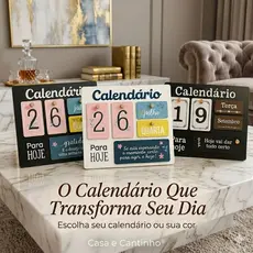 Calendário de Mesa Decorativo de Madeira com Plaquinhas Permanente Colorido Escritório