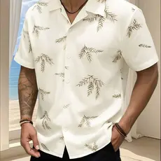LOJA KRYSTAL floral camisa havaiana praia verão masculino manga curta de botão tecido viscose