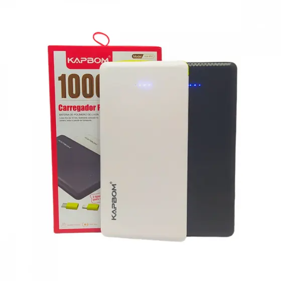 Carregador Portátil Power Bank 10000mAh com 03 Saídas V8 / TIPO-C / Lightning Kapbom KA-951