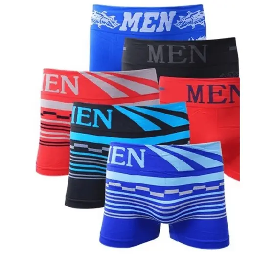 Kit com 6 Cuecas Boxer Box Men Sport Importada Conforto Top Masculina Moda Intima
