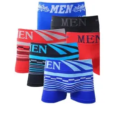 Kit com 6 Cuecas Boxer Box Men Sport Importada Conforto Top Masculina Moda Intima