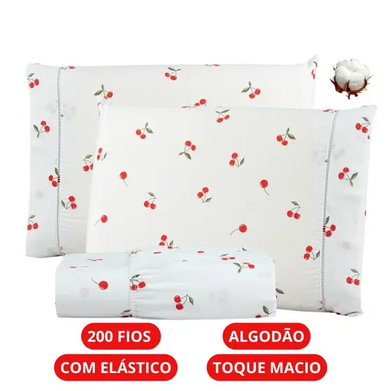 Jogo de Lençol Casal Queen King Solteiro 200 Fios Algodão Estampado Macio